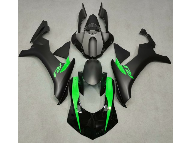 2015-2019 Matte Black & Green Yamaha R1 Fairings 2015-2019 Matte Black & Green Yamaha R1 Fairings