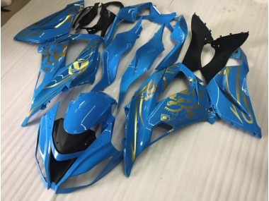 2016-2019 Gloss Blue with Gold Kawasaki ZX10R Fairings