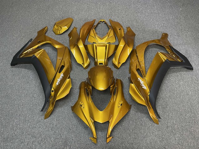 2016-2019 Gold with Ninja White Kawasaki ZX10R Fairings 2016-2019 Gold with Ninja White Kawasaki ZX10R Fairings