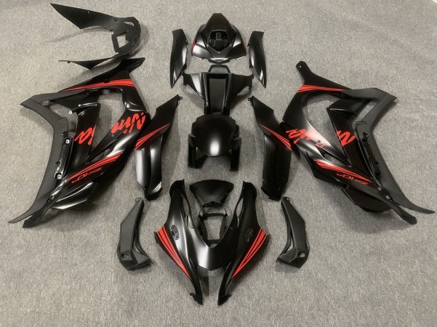 2016-2019 Matte Black w Red Kawasaki ZX10R Fairings 2016-2019 Matte Black w Red Kawasaki ZX10R Fairings