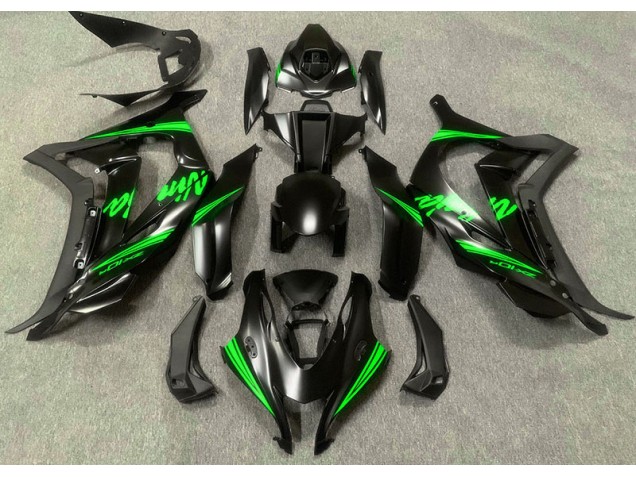 2016-2019 Satin Black & Green Kawasaki ZX10R Fairings 2016-2019 Satin Black & Green Kawasaki ZX10R Fairings