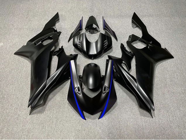 2017-2019 Matte Black & Blue Accents Yamaha R6 Fairings