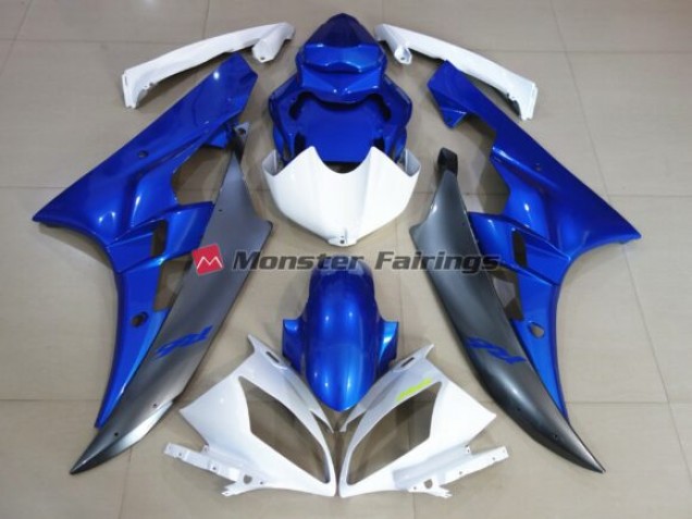 2006-2007 White Blue / Custom Yellow Yamaha R6 Fairings